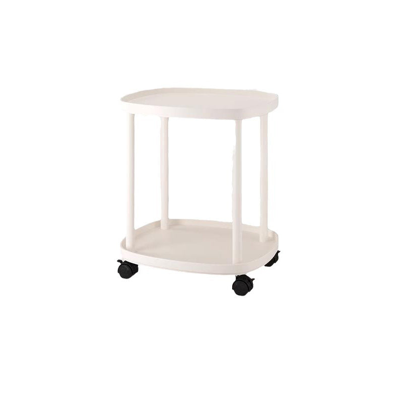 Mesa Auxiliar Escandinava Contemporánea Cuadrada de Acero al Carbono PP de 2 Niveles Movible para Dormitorio 
