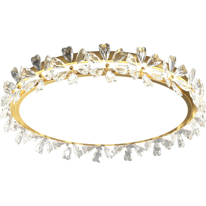 Lustre LED Plafonnier Rond Moderne en Fer Acrylique Plastique avec Fleurs pour Chambre 