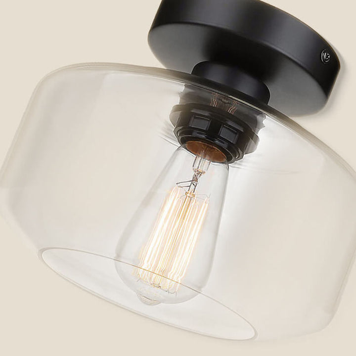 Luz de techo semiempotrada de 1 luz de vidrio de simplicidad moderna para dormitorio 
