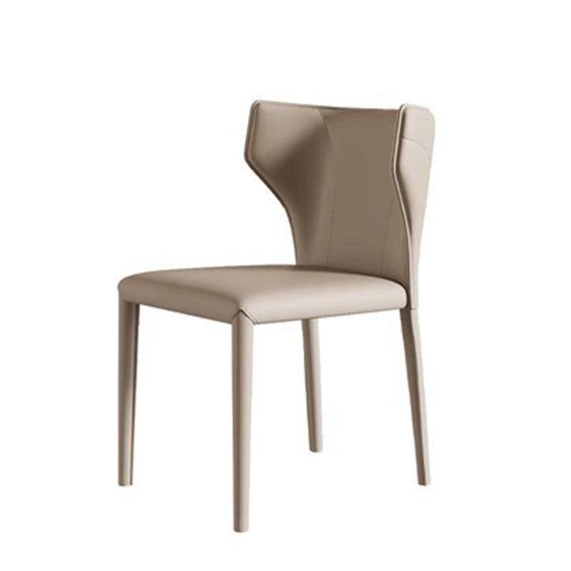 Moderna Minimalista Cuadrada Silla de Comedor de Cuero con Marco de Acero al Carbono Respaldo de Ala Sin Brazos Para Comedor 