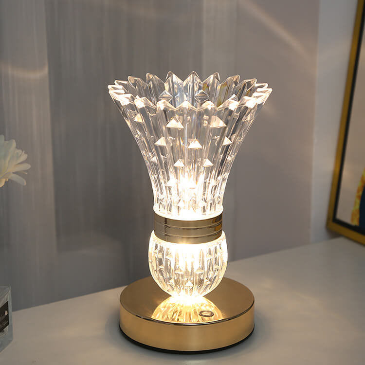 Lampe de table USB LED à base de matériel en forme de vase acrylique créatif nordique 