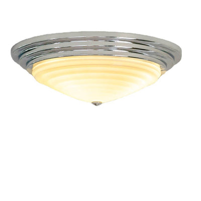 Nordic Industrial Round Striped Glass Chrome 3-Light Flush Mount Ceiling Light