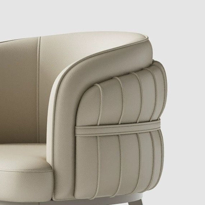 Chaise de salle à manger moderne de luxe ronde en similicuir avec dossier incurvé en acier au carbone 