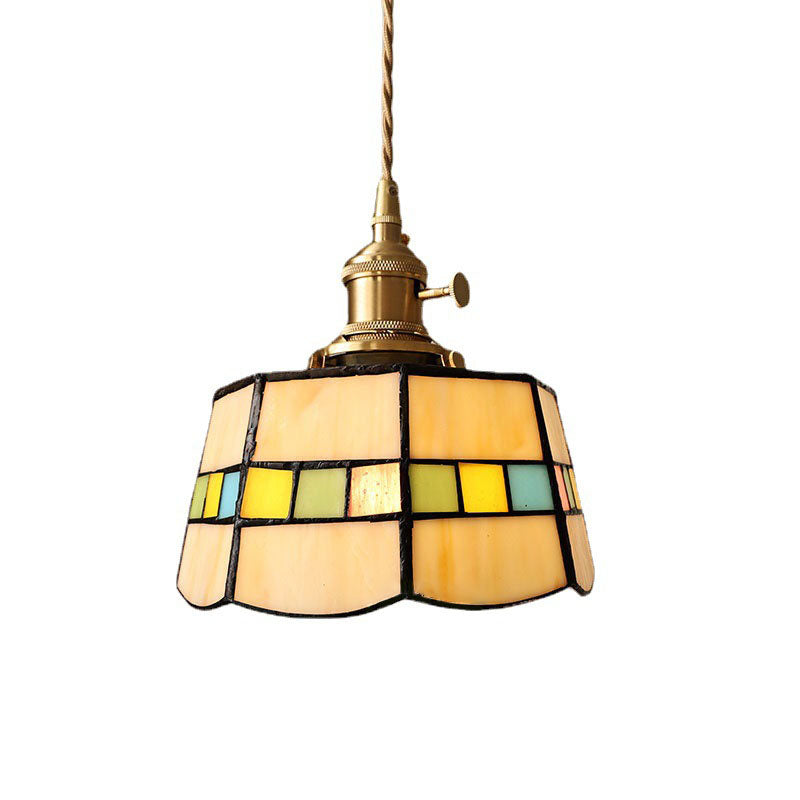 Modern Creative Minimalist Stained Glass Cylinder 1-Light Pendant Light