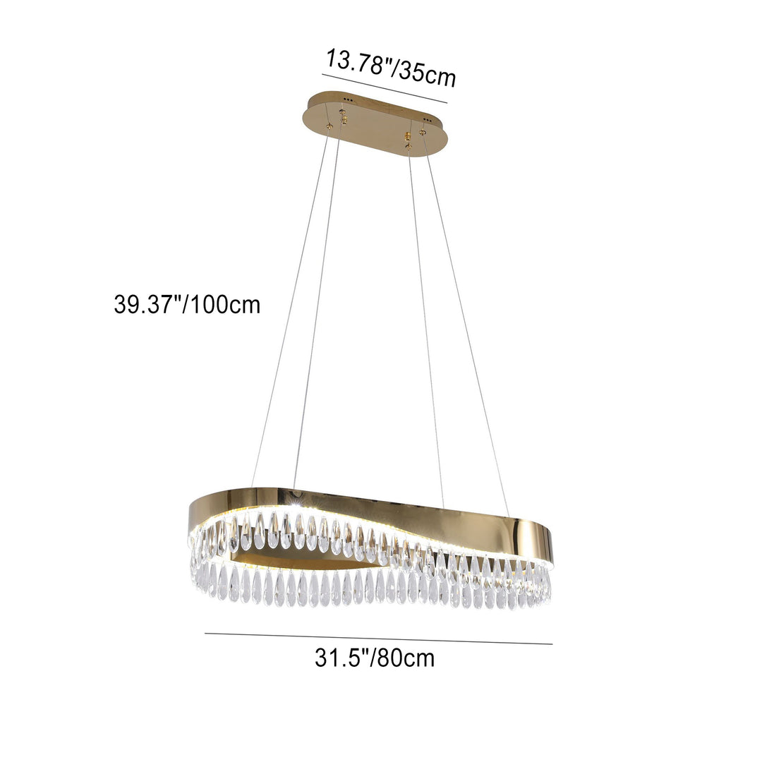 Moderne Luxus Teardrop Edelstahl Kristall LED Kronleuchter Für Wohnzimmer 