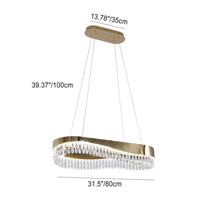 Moderne Luxus Teardrop Edelstahl Kristall LED Kronleuchter Für Wohnzimmer 