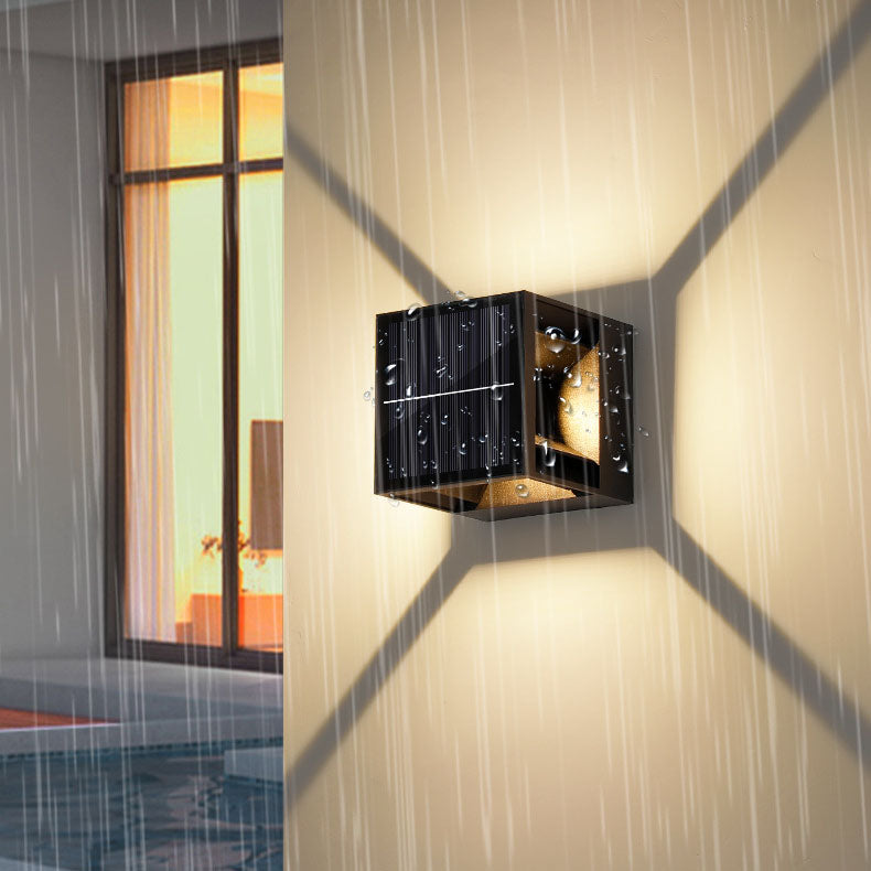 Applique murale LED en aluminium à rayures carrées solaires modernes et minimalistes pour jardin 