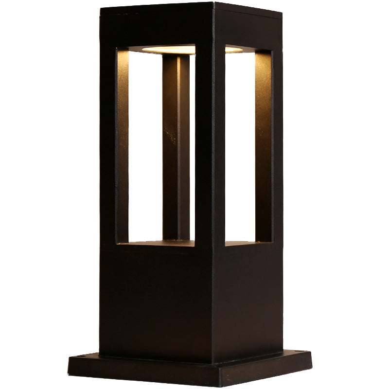 Luz de paisaje de césped LED de columna geométrica cuadrada hueca minimalista moderna para patio exterior 
