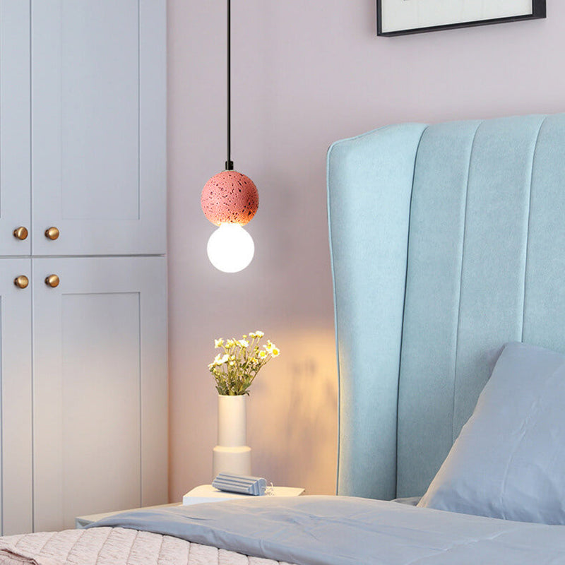 Zeitgenössische skandinavische Orb Terrazzo 1-Licht Pendelleuchte für Schlafzimmer 
