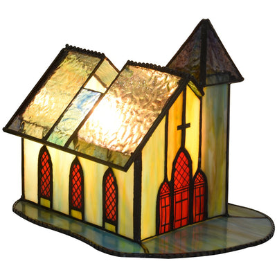 Lámpara de mesa de 1 luz para casa de vidrio Tiffany tradicional con luz nocturna para mesita de noche 