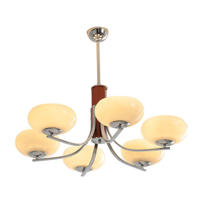 Traditional French Iron Glass Round Shape 3/6-Light Chandelier For Living Room