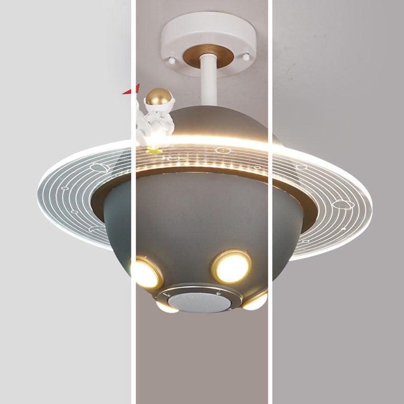 Lustre semi-encastré à LED pour chambre à coucher avec astronaute en résine acrylique métal contemporain créatif pour enfants et planète spatiale 