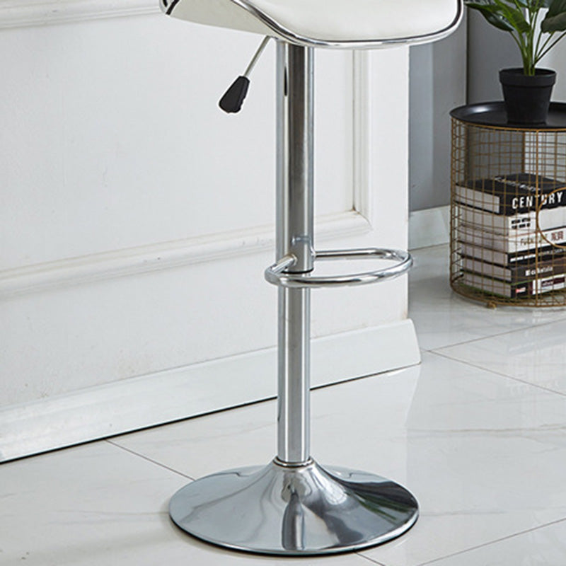 Tabouret de bar pivotant en cuir PU incurvé industriel contemporain avec repose-pieds pour salle à manger 
