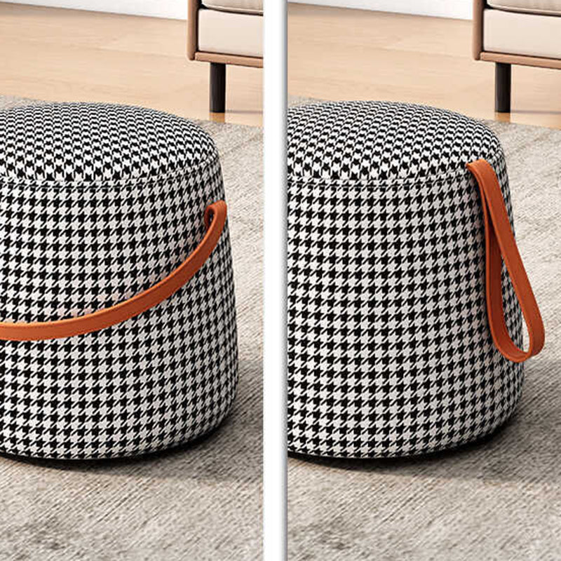 Chaise Moderne Minimaliste Ronde Colonne Coton Lin Cuir Bois Sans Dossier Sans Accoudoirs Pour Salon 