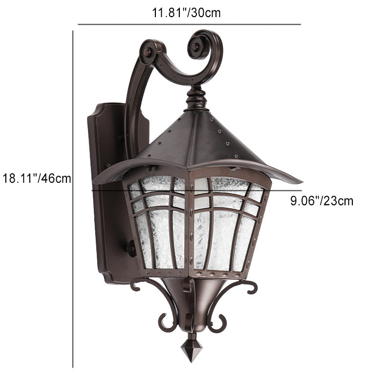 Applique murale 1 lumière en aluminium étanche traditionnel européen avec cône en verre pour patio extérieur 