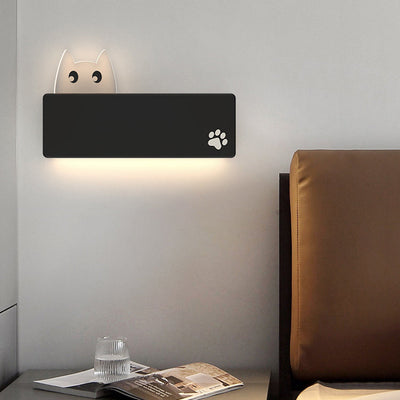 Applique Murale LED en Fer Rectangulaire avec Motif de Chat Animal de Dessin Animé Simplicité Moderne pour Salon 