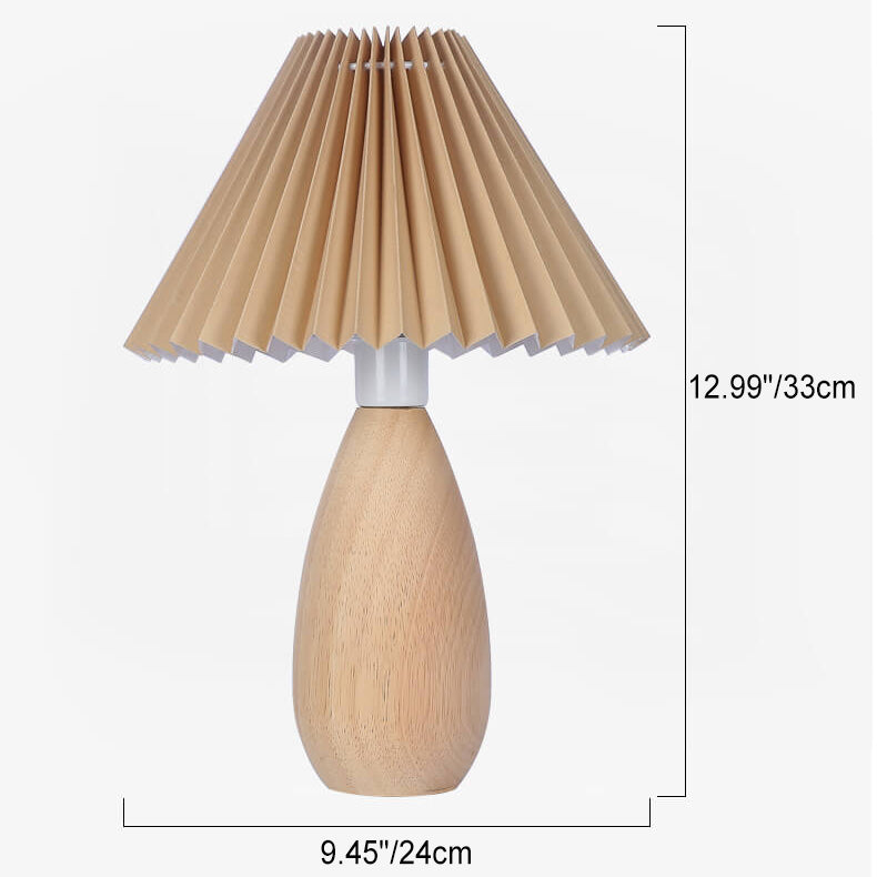 Modern Minimalist Mushroom Pleated Metal Rubber Wood 1-Light Table Lamp