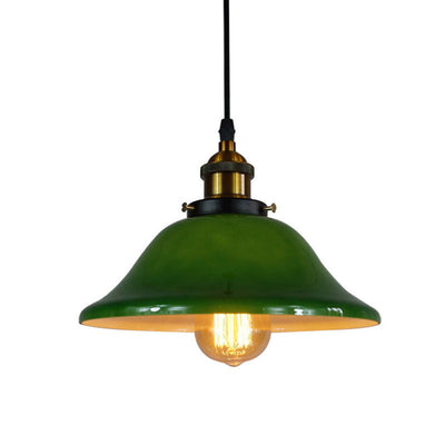 Zeitgenössische Retro-Pendelleuchte mit 1 Licht und ausgestelltem Glasschirm in Smaragdgrün für Esszimmer 