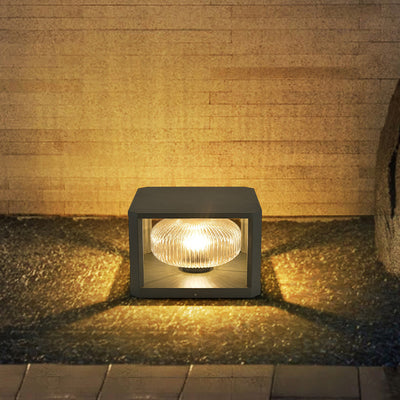 Modern Simplicity Solar étanche en acier inoxydable aluminium verre cube boule 1-lumière éclairage paysager lumière extérieure pour patio extérieur 
