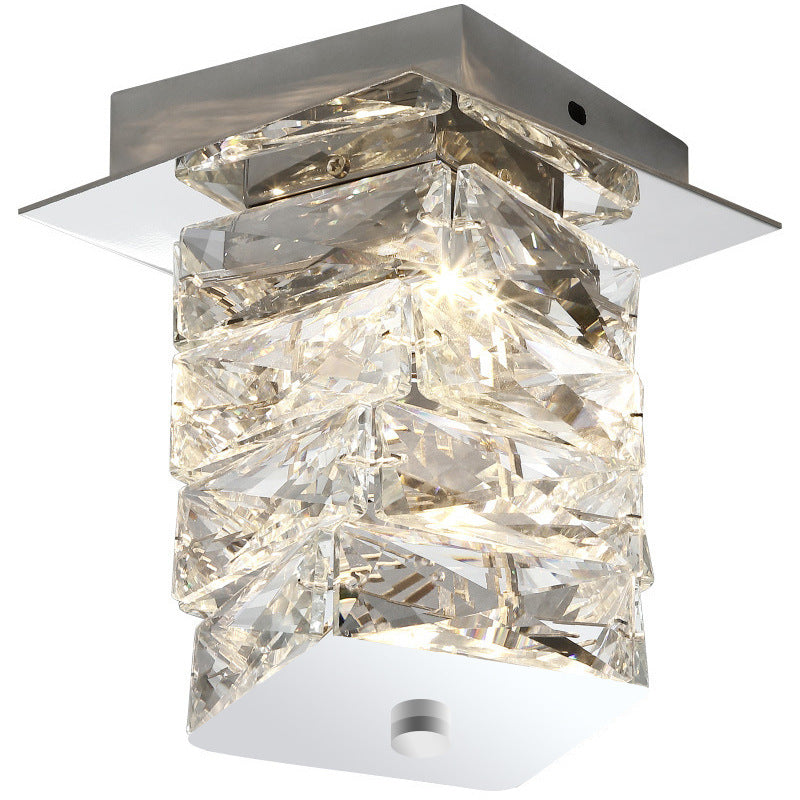 Luz de techo montada al ras semi-empotrada LED de hardware de cuboide de cristal de lujo contemporáneo para sala de estar 