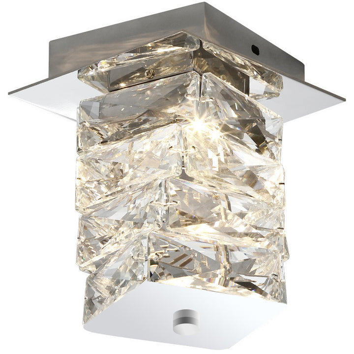 Luz de techo montada al ras semi-empotrada LED de hardware de cuboide de cristal de lujo contemporáneo para sala de estar 