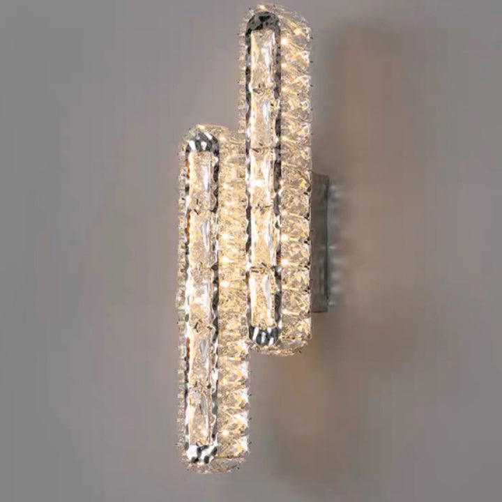 Modern Luxury Stainless Steel Crystal Elliptical Strip LED Wall Sconce Lamp For Living Room