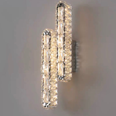Modern Luxury Stainless Steel Crystal Elliptical Strip LED Wall Sconce Lamp For Living Room