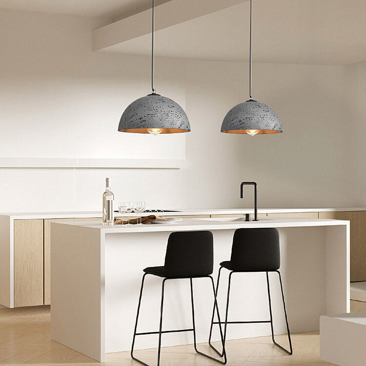 Moderne minimalistische 1-flammige Pendelleuchte mit runder Kuppel aus glasfaserverstärktem Kunststoff, handgeformt, für das Wohnzimmer 