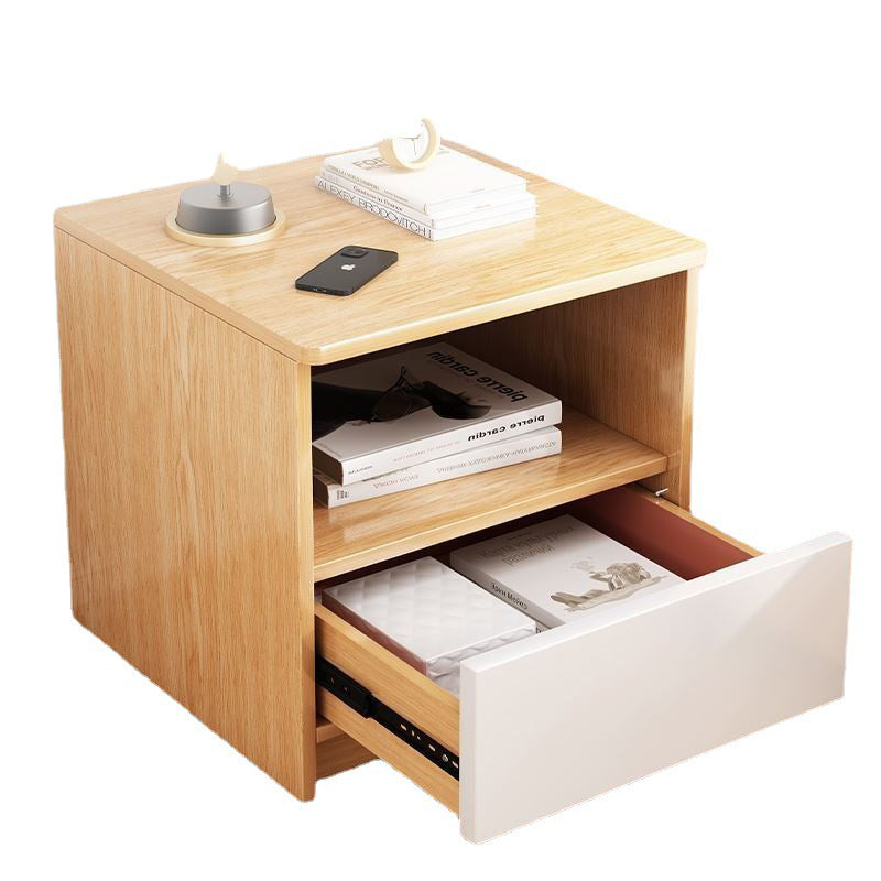 Table de chevet moderne minimaliste à dessus carré en panneau haute densité avec 1 tiroir pour chambre 