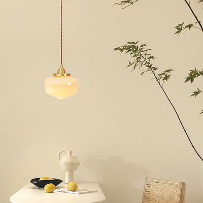Lustre suspendu en laiton et verre nordique contemporain à 1 lumière pour salon 