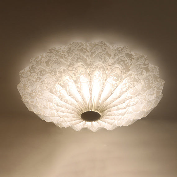 Plafonnier LED rond imprimé en acrylique fer nordique contemporain pour chambre à coucher 
