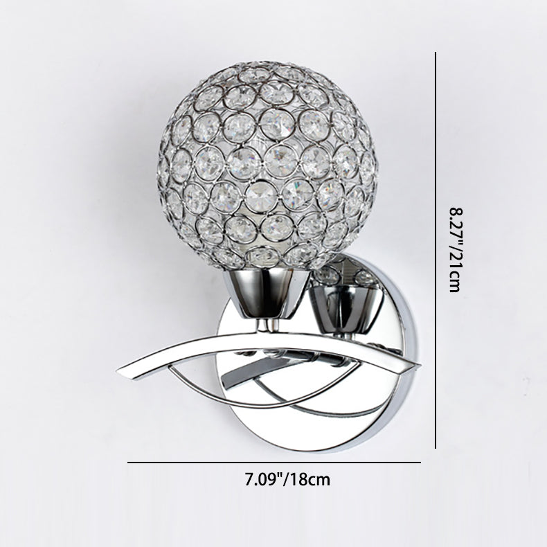 Applique murale contemporaine scandinave à base de disque incurvé en fer avec cristaux 1/2 lumière pour chambre 