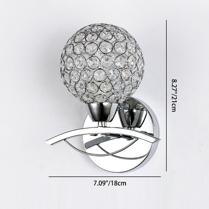 Applique murale contemporaine scandinave à base de disque incurvé en fer avec cristaux 1/2 lumière pour chambre 