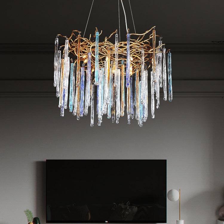 Contemporary Luxury Crystal Branch Glass Aluminum Iron 6/8/10 Light Chandelier For Bedroom
