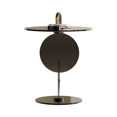 Table d'appoint moderne Art Déco ronde combinant design en verre et métal pour salon 