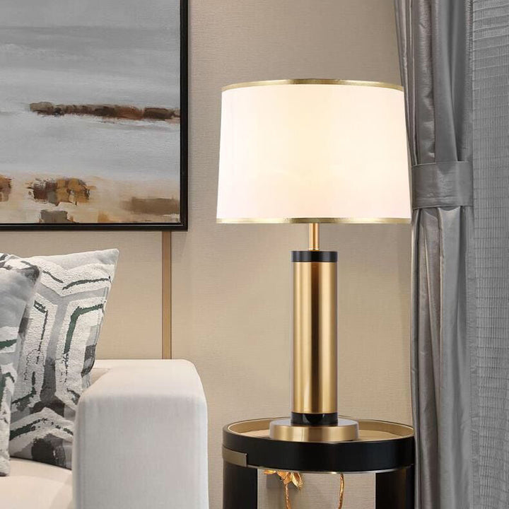 Moderne Übergangszylinder Eisengewebe 1-Licht Tischlampe für Wohnzimmer 