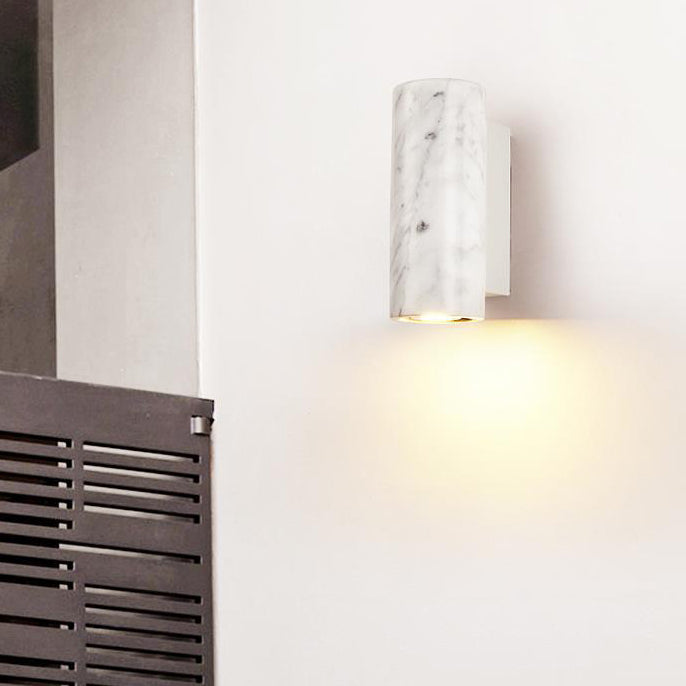 Lámpara Aplique de Pared Cilíndrica de Mármol Impermeable Minimalista Moderna de 1 Luz para Patio Exterior 