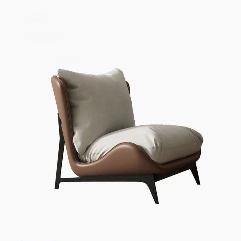 Contemporary Scandinavian Microfiber Leather Velvet Cotton Latex Carbon Steel Square Accent Chair Backrest Footrest For Living Room