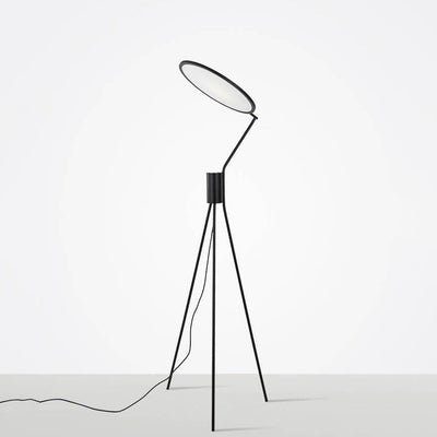 Modern Minimalist Fabric Round Shade Iron Tripod LED Standing Floor Lamp For Living Room