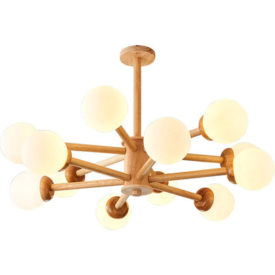 Moderner Mid-Century Gummibaum Ast Rahmen Glas Magic Bean 6/8/12-Licht Kronleuchter für Schlafzimmer 