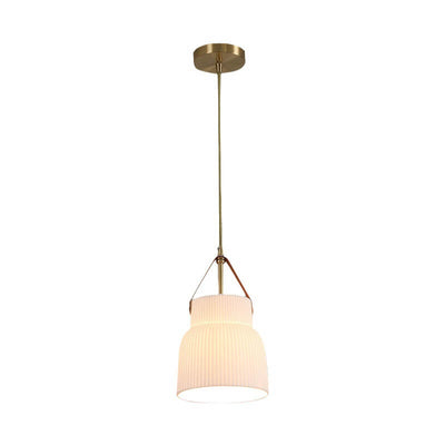 Japanese Light Luxury Ceramic Copper Round Mouth 1-Light Pendant Light