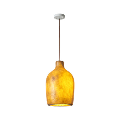 Traditionelle japanische Fiberglas-Eisenflasche, runde 1-flammige Pendelleuchte für Esszimmer 