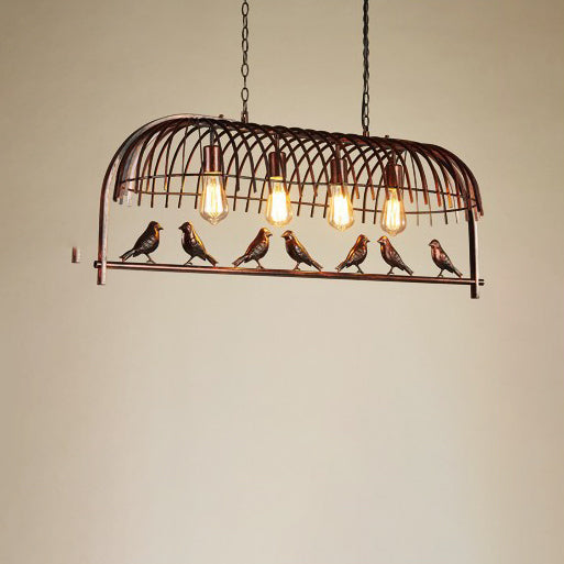 Jaula de pájaros retro contemporánea de hierro con candelabro de 4 luces para comedor 