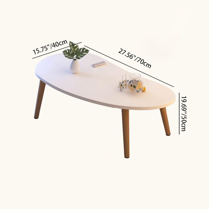 Modern Minimalist Mango Shape Oval MDF Pine Wood Coffee Table For Living Room