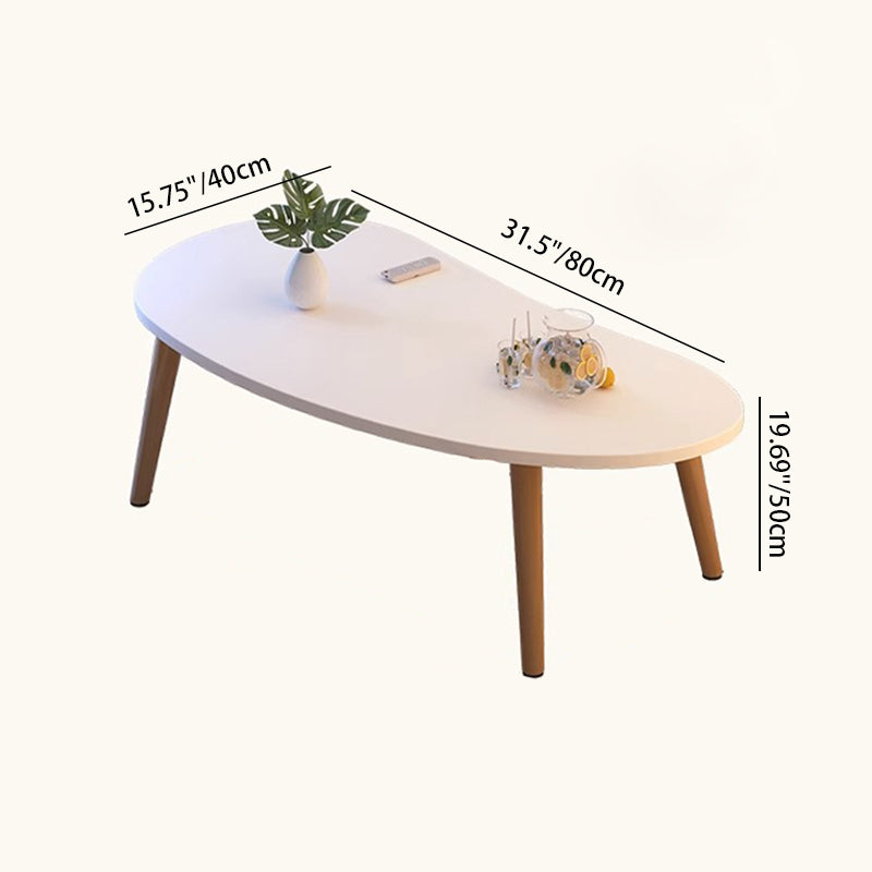 Modern Minimalist Mango Shape Oval MDF Pine Wood Coffee Table For Living Room