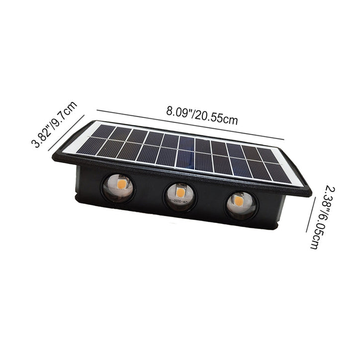 Applique Murale Extérieure Moderne Minimaliste Solaire Étanche Rectangle ABS LED Pour Jardin 