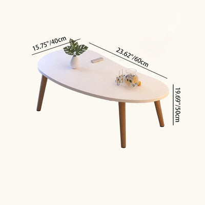 Mesa de café de madera con forma ovalada de mango minimalista moderna para sala de estar 