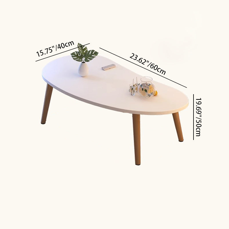 Mesa de café de madera con forma ovalada de mango minimalista moderna para sala de estar 