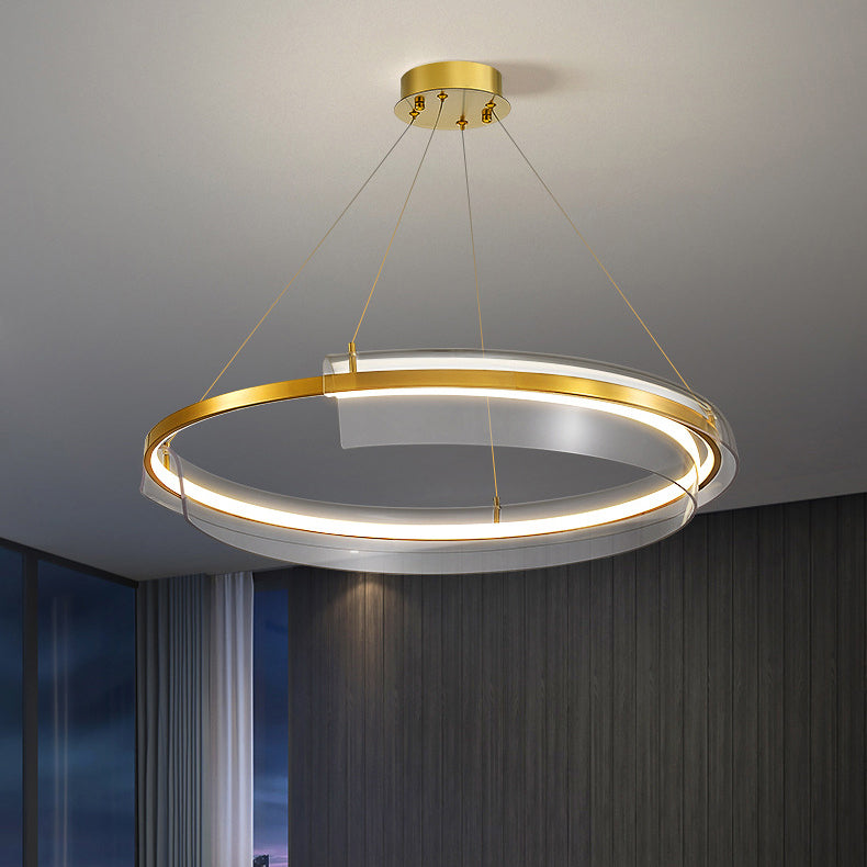 Zeitgenössischer nordischer runder quadratischer Rohrmetallacryl-LED-Kronleuchter für Wohnzimmer 