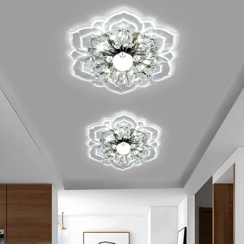 Modern Minimalist Petal Crystal Acrylic LED Flush Mount Ceiling Light
